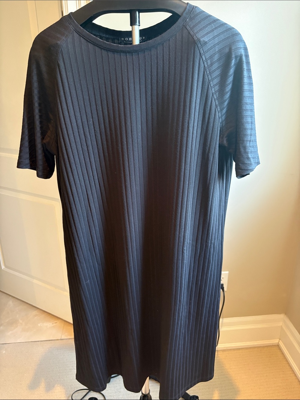 Comrags Black Ribbed Short-Sleeve Tee Dress